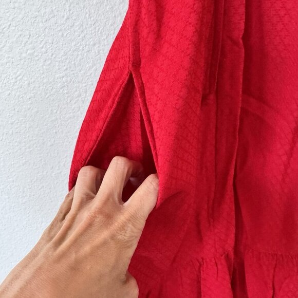 Knox Rose Ruffle Short Sleeve A Line Dress RED Womens Medium Relaxed Fit - Picture 5 of 8